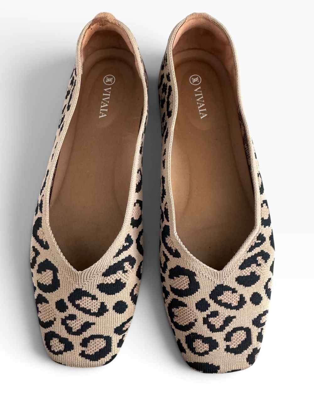 Vivaia Margot 2.0 square toe animal print flats size 40.5EU